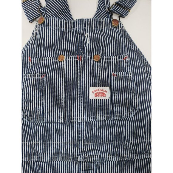 Round House Denim Overall Bibs Hickory Stripe Engineer Railroad Work Pre Owned - Picture 5 of 11